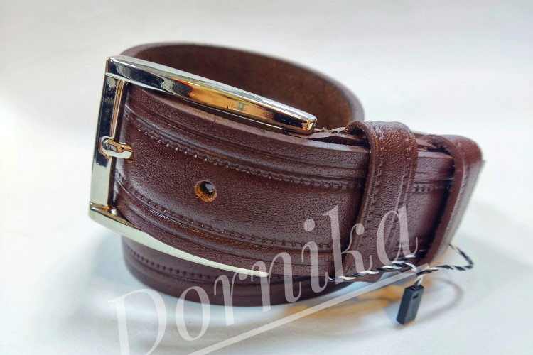 کمربند مردانه چرم طبیعی ۴سانت کد ۳۶ با سگک زبانهدار قهوهای