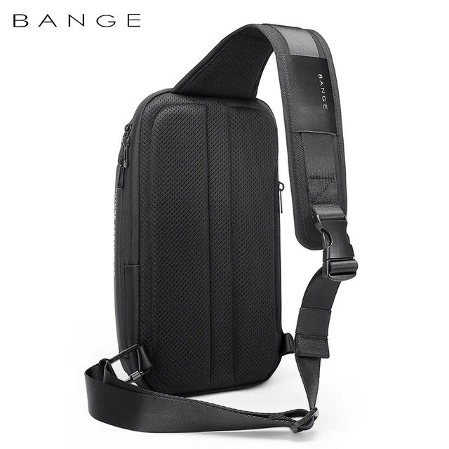 کیف کراسبادی مشکی برند BANGE با بند قابل تنظیم و طراحی ارگونومیک پشتتوری