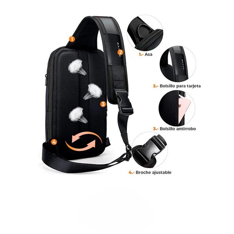 کیف کراسبادی مشکی با بند قابل تنظیم، جیب ضدسرقت و جای کارت، مناسب حمل روزانه