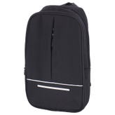 نمای جلوی بادی بگ ساده مشکی با نوار سفید افقی و زیپ مخفی