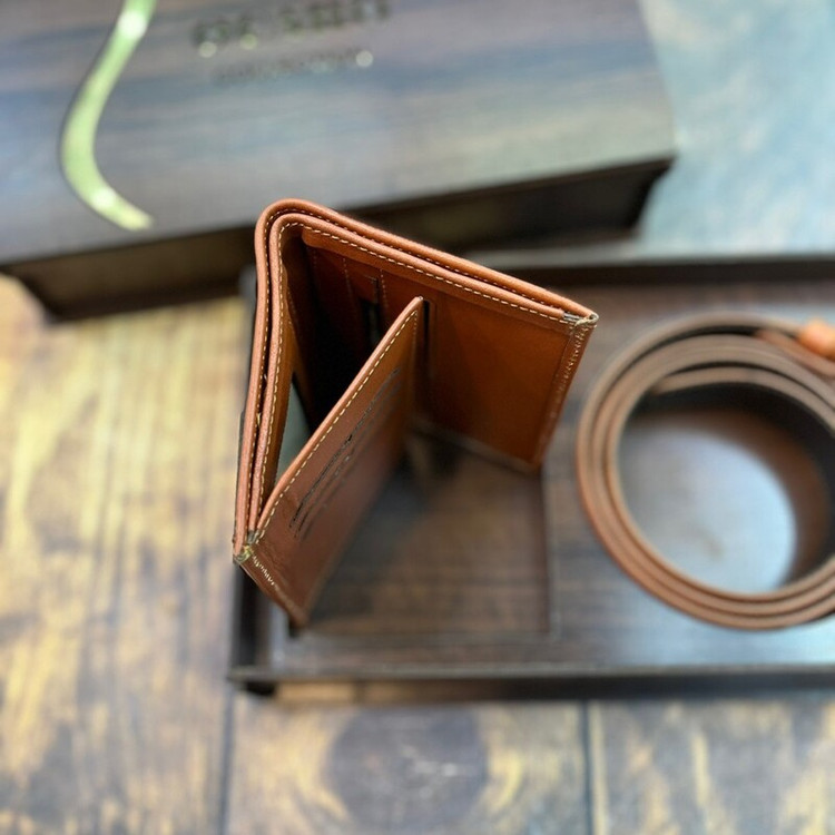 ست چرم ۲تکه طبیعی کیف جیبی