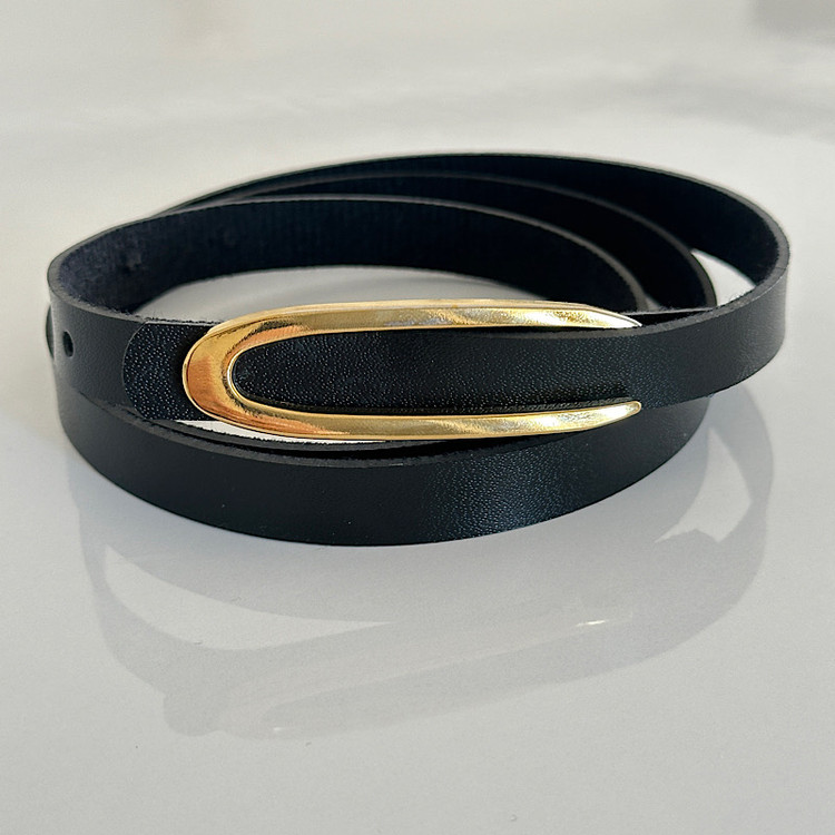 کمربند 1.5 سانتی مشکی با سگک طلایی