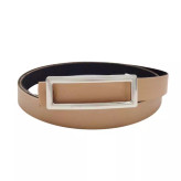 کمربند کرم باریک زنانه با سگک نقره ای