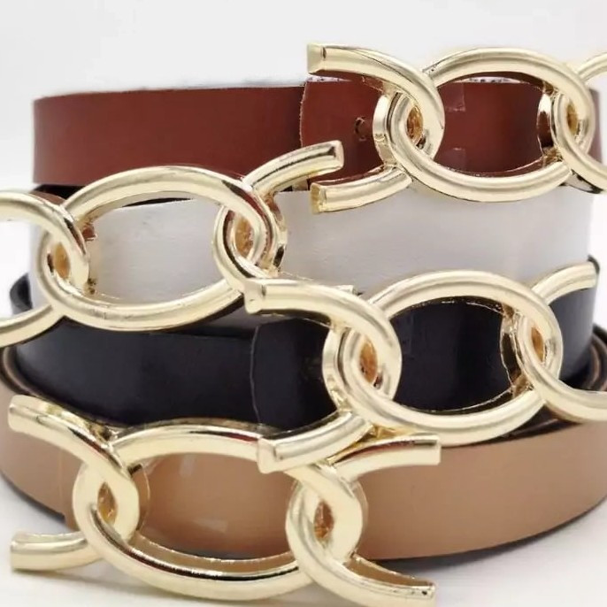 کمربند زنانه کارتیر - عرض 2 سانتی متر با سگک طلایی لوکس