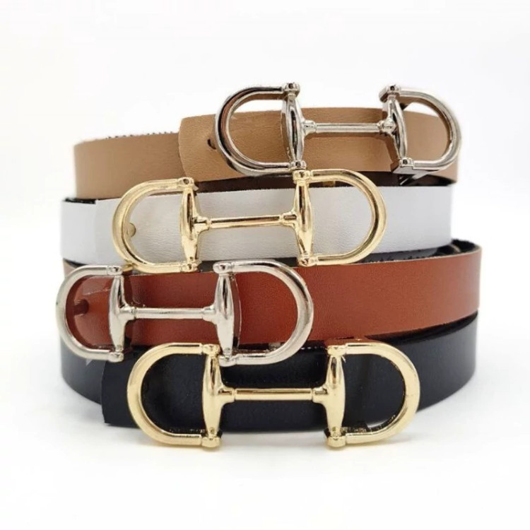 کمربند زنانه مجلسی فریگاما | عرض 2 سانتی متر با سگک تزئینی دو رنگ طلایی و نقرهای