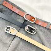 کمربند چرم مصنوعی زنانه مینیمال - طرح باریک 1.5 سانتی متری با سگک زبانه دار