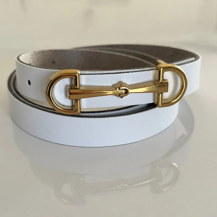 کمربند ماسیمودوتی با سگک طلایی و کمربند سفید