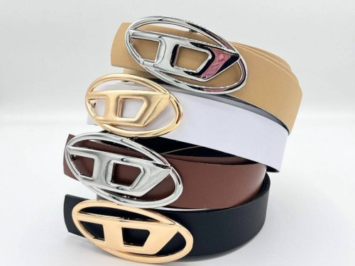 کمربند چرم مصنوعی دیزل | طرح طلایی و مشکی با سگک فلزی برند