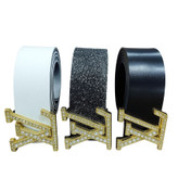 کمربند زنانه الوی با بند چرمی مصنوعی و سگک طلایی، نقرهای و دودی در رنگهای سفید، مشکی براق و مشکی اکلیلی