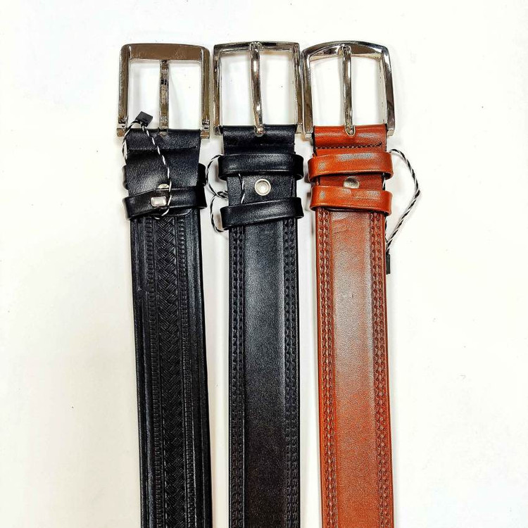 کمربند مردانه چرمی با سگک زبانهدار فلزی، مدل ونیز مناسب استایل رسمی - تولید درنیکا