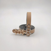 کمربند زنانه ساده کرم با سگک فلزی ستارهای نقرهای و طلایی | چرم مصنوعی | عرض ۱.۵ و طول ۱۱۰ سانتیمتر