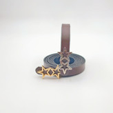 کمربند زنانه ساده قهوهای با سگک فلزی ستارهای نقرهای و طلایی | چرم مصنوعی | عرض ۱.۵ و طول ۱۱۰ سانتیمتر