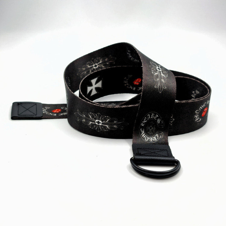 خرید انلاین کمربند استایل دارک با طرح صلیب و نوشته فانتزی، مناسب استایل خیابانی و فشن | کمربند مشکی خاص برای استایل متفاوت