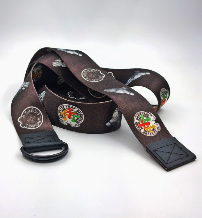 کمربند استایل پارچه ای با طرح صلیب و کلیسا، مناسب استایل خیابانی و فشن