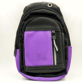 کیف کراسبادی بنفش و مشکی برند Philipp Plein با جیب جلویی زیپدار