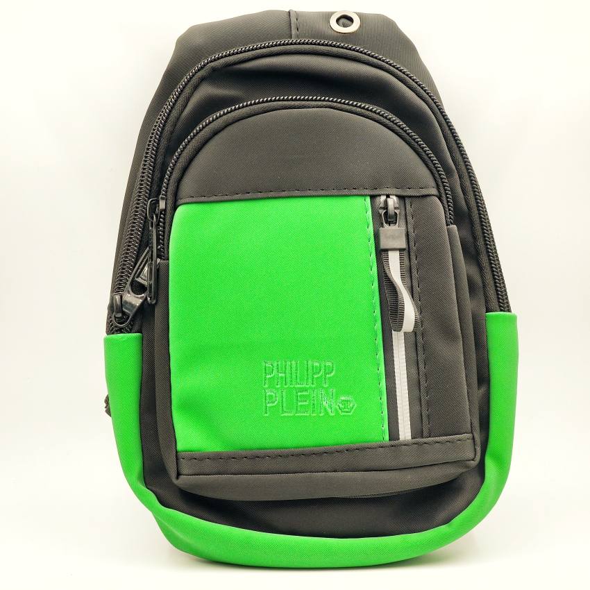 کیف کراس‌بادی سبز و مشکی برند Philipp Plein با جیب جلوی