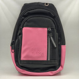 کیف کراسبادی صورتی و مشکی برند Philipp Plein با جیب جلوی زیپدار