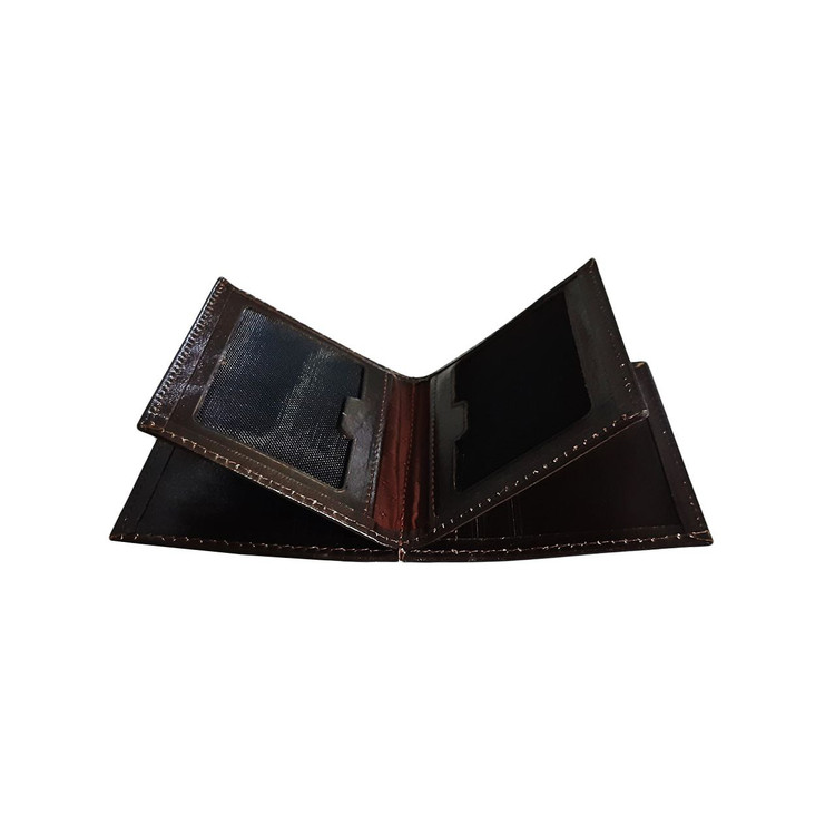 جاکارتی چرمی قهوهای با طراحی ایستاده، جای کارتهای بانکی و شناسایی، دوخت ظریف و ساختار داخلی منظم – مناسب استفاده روزمره و رسمی