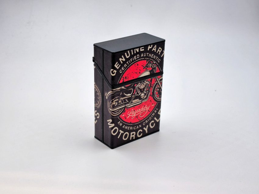 جاسیگاری با طرح موتور سیکلت و صلیب، چاپ باکیفیت و مقاوم، مناسب یک پاکت کامل سیگار