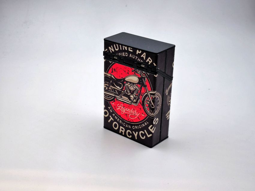 جاسیگاری با طرح موتور سیکلت و صلیب، چاپ باکیفیت و مقاوم، مناسب یک پاکت کامل سیگار