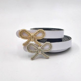 کمربند زنانه چرمی مشکی با سگک طلایی و نقره ای وارداتی و آبکاری ثابت، عرض ۱.۵ طول ۱۱۵