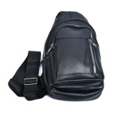 بادی بگ چرمی شرانک مشکی اسپرت با پشتی توری ضد تعریق، مناسب مردانه و زنانه