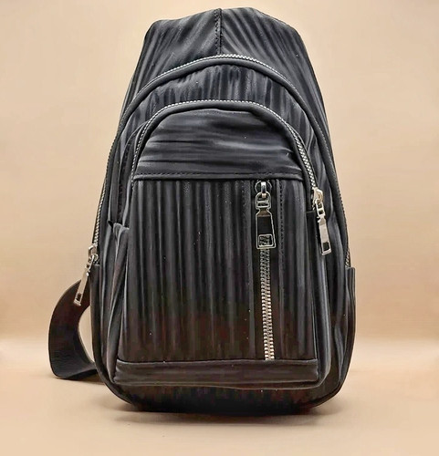 بادی بگ چرم مصنوعی پتینه خارجی مشکی با ۳ زیپ و پشتی توری ضدتعریق، مناسب مردانه و دخترانه