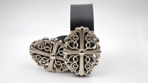 کمربند کروم هارتز مشکی مردانه و زنانه با سگک نقرهای ، عرض ۴ سانت