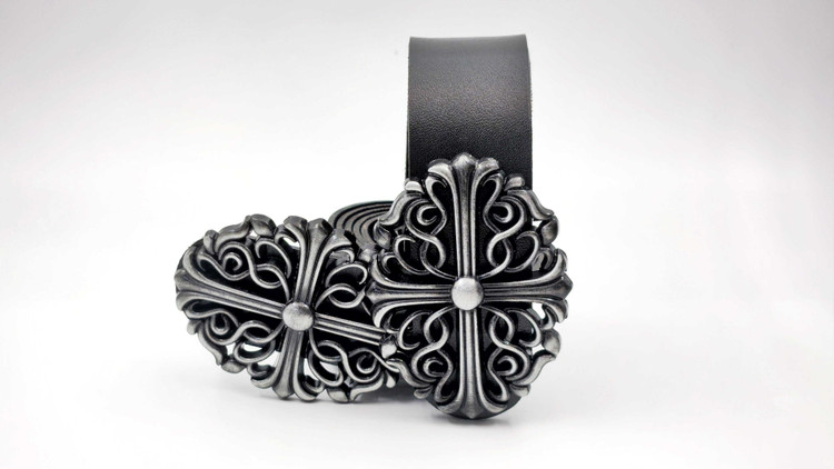 کمربند کروم هارتز مشکی مردانه و زنانه با سگک دودی، عرض ۴ سانت