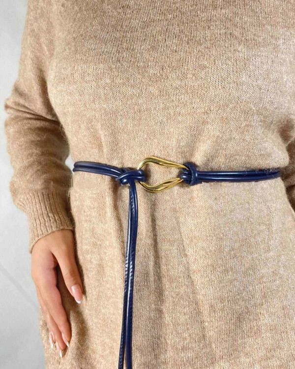 کمربند بندی زنانه سورمهای چرم مصنوعی با سگک اشکی، مناسب مانتو و لباسهای تیره